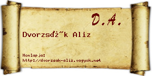 Dvorzsák Aliz névjegykártya